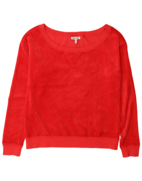 Juicy Couture Damska bluza oversize z aksamitu UK 6 XS, czerwona bawełna