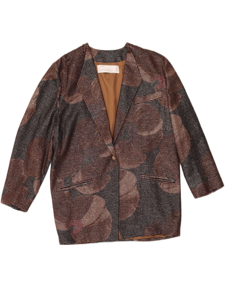 Damska marynarka zapinana na 1 guzik w stylu VINTAGE IT 46, duża, wielokolorowa, geometryczna