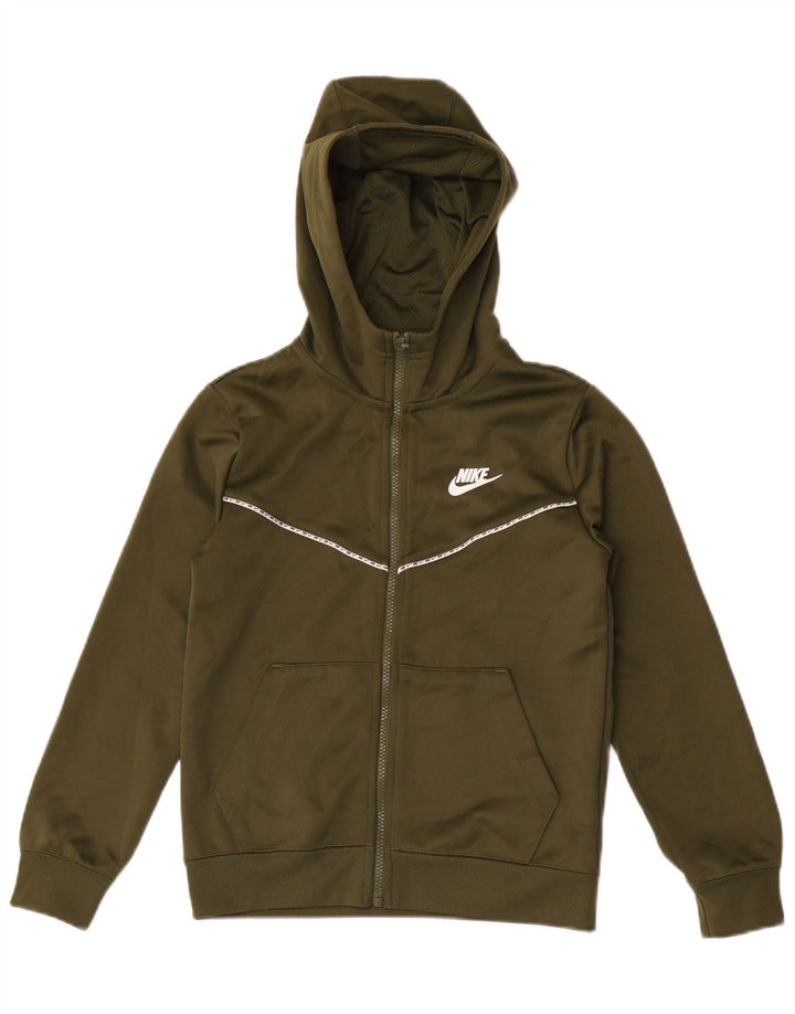 Chłopięcy sweter z kapturem i zamkiem Nike, 10-11 lat, średni, khaki, poliester