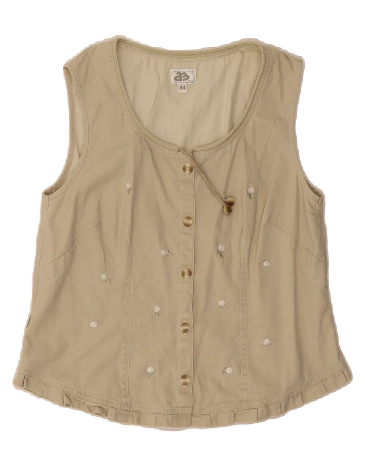 VINTAGE Womens Sleeveless Shirt Blouse IT 44 Medium Beige Vintage Vintage and Second-Hand Vintage from Messina Hembry 
