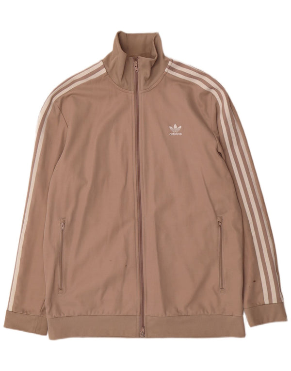 Adidas Mens Tracksuit Top Jacket Large Beige Cotton Sports