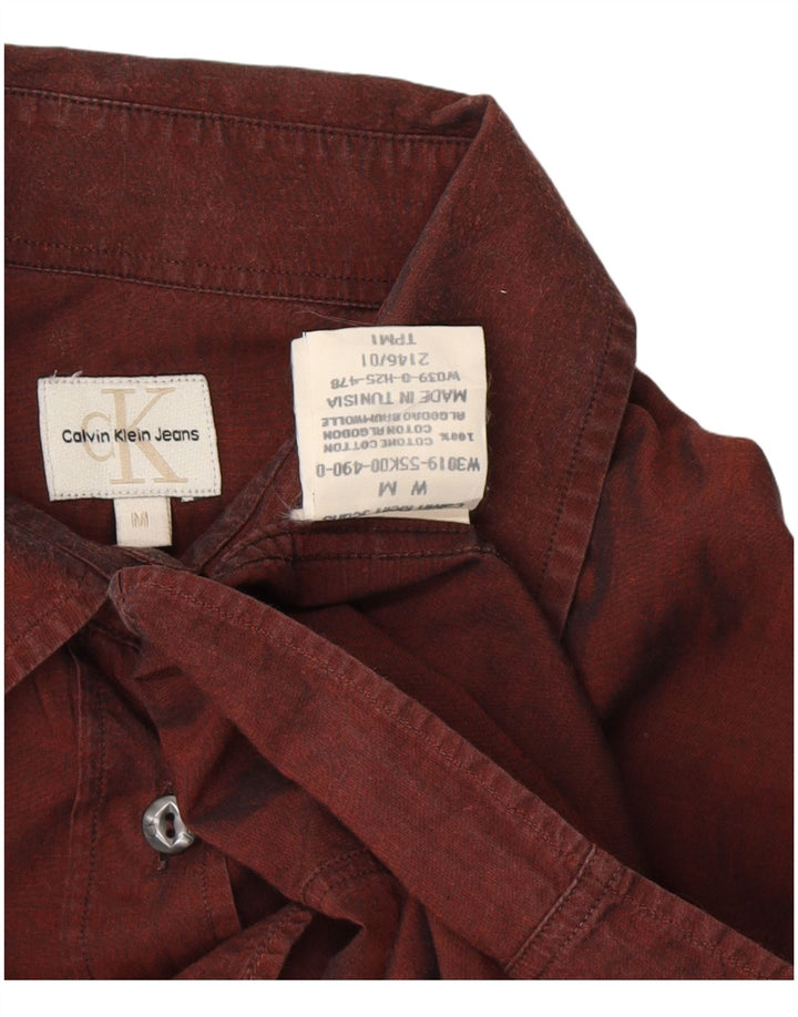 CALVIN KLEIN JEANS Womens Shirt UK 12 Medium Burgundy Cotton