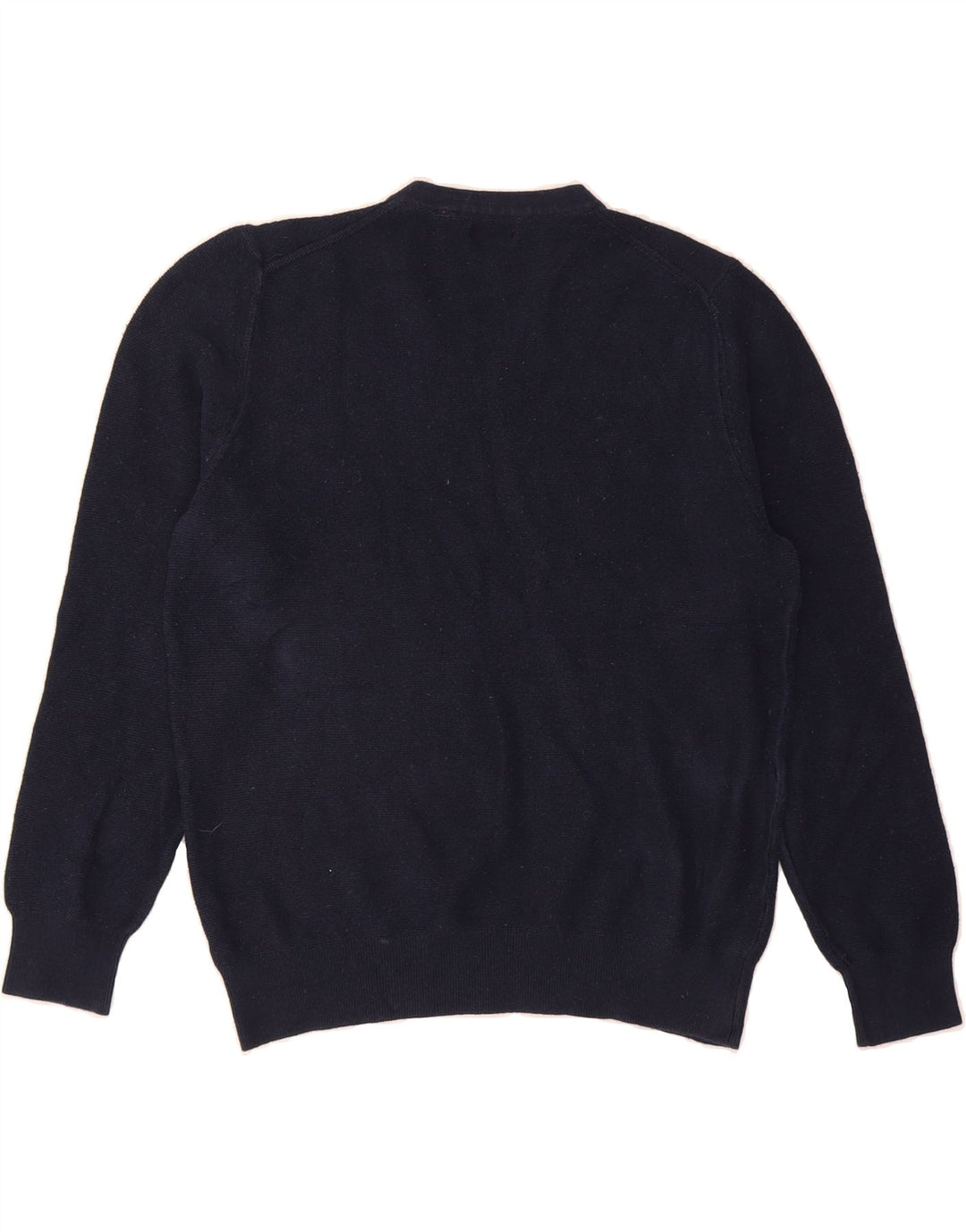 IZOD Womens V-Neck Jumper Sweater UK 14 Medium Navy Blue Cotton Vintage Izod and Second-Hand Izod from Messina Hembry 
