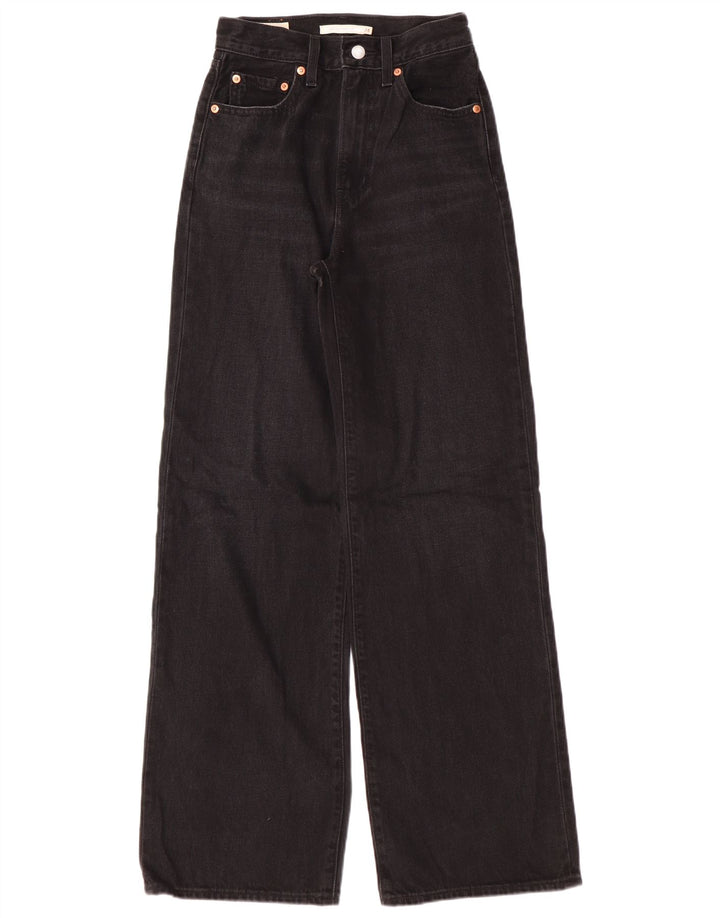 Damskie jeansy Levi's z szeroką nogawką i wysokim stanem W24 L32 Czarne bawełniane klasyczne