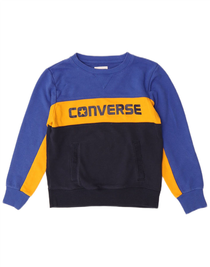 Chłopięcy sweter Converse z grafiką, 10-11 lat, średni niebieski, blok kolorów