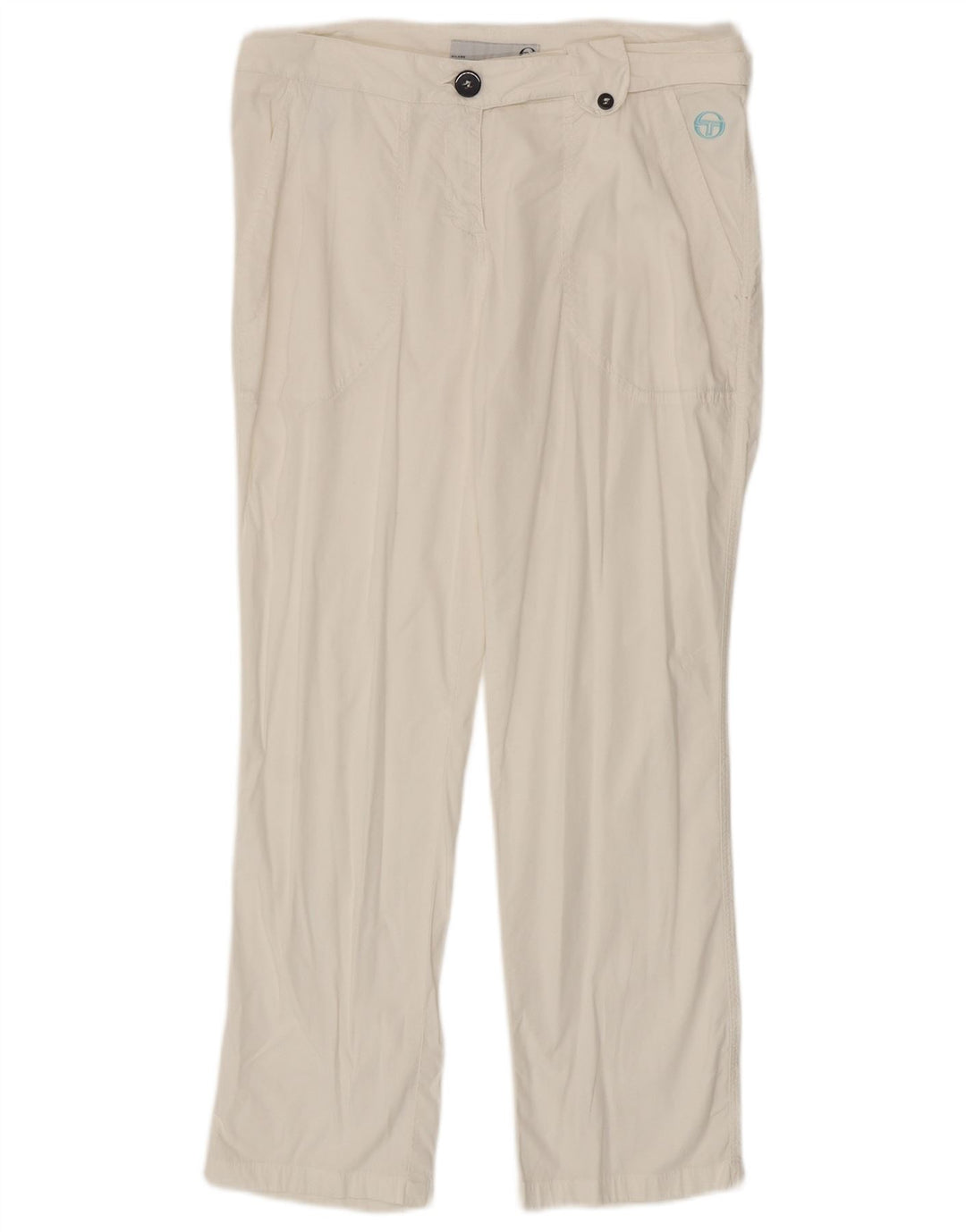 Damskie proste spodnie Chino Sergio Tacchini IT 44 Medium W30 L27 Białe