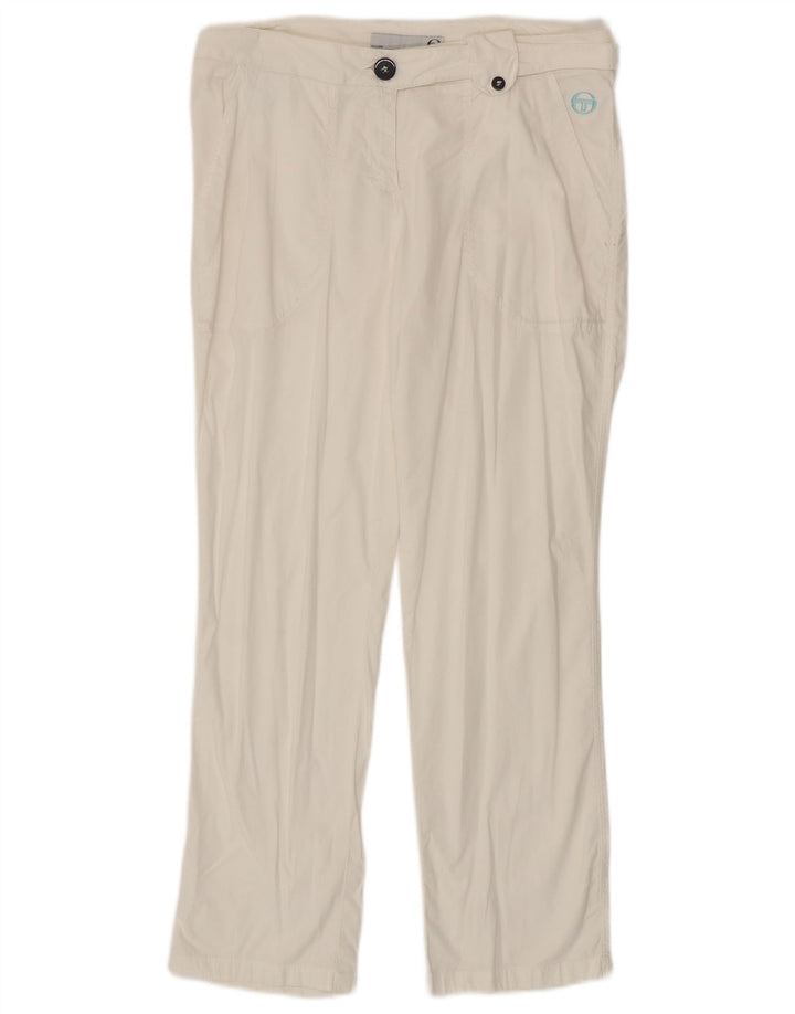 Damskie proste spodnie Chino Sergio Tacchini IT 44 Medium W30 L27 Białe