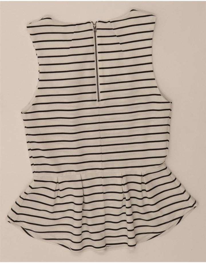 MOSSIMO Womens Sleeveless Blouse Top UK 14 Medium White Striped Polyester Vintage Mossimo and Second-Hand Mossimo from Messina Hembry 