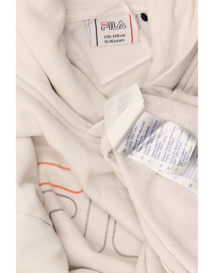 Chłopięcy sweter z kapturem FILA z grafiką, 15-16 lat, biała bawełna