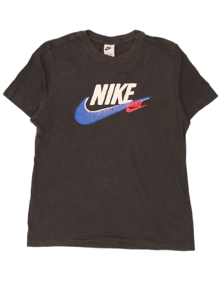 Męski T-shirt z grafiką NIKE Top, średni czarny, bawełniany