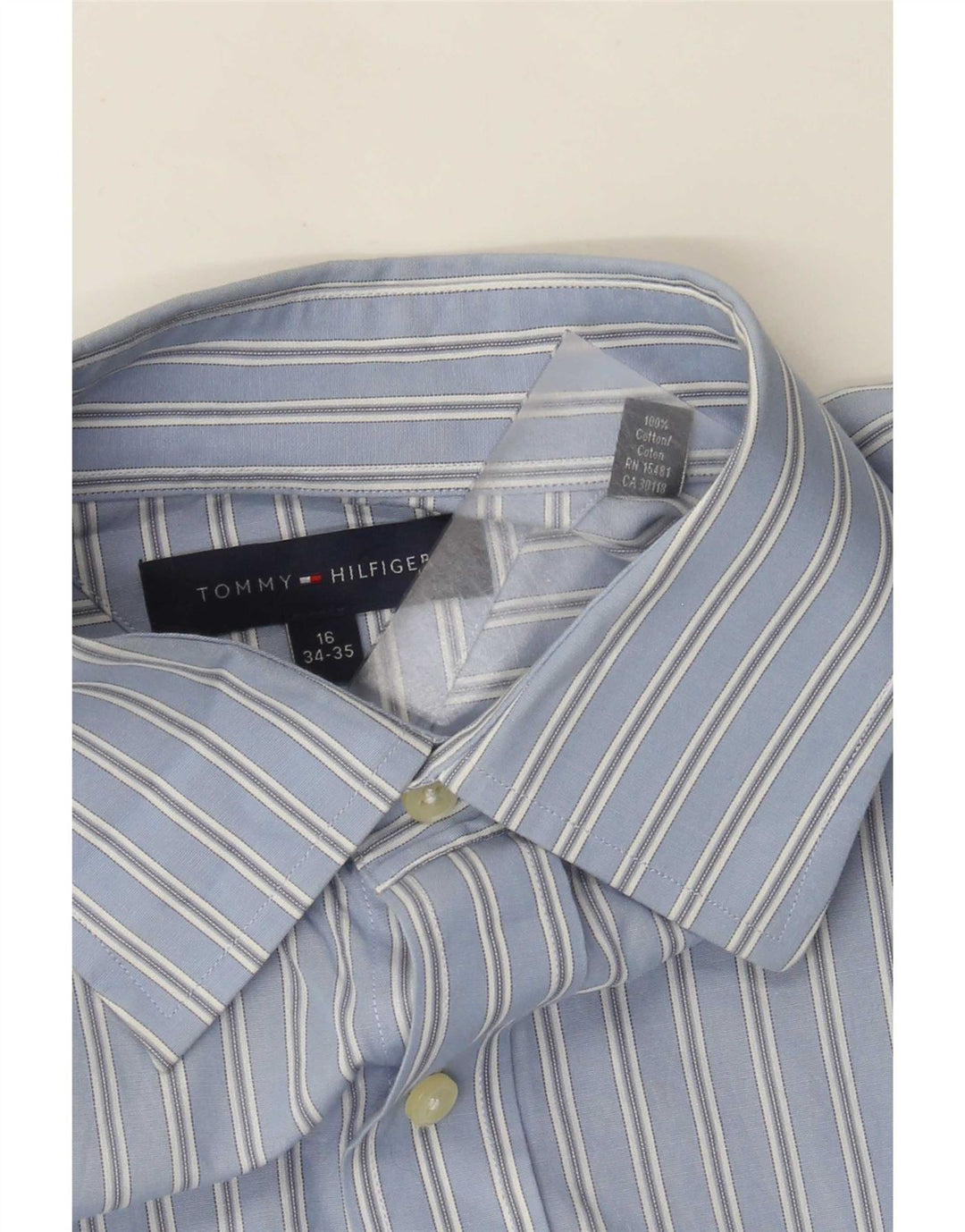 Koszula męska Tommy Hilfiger rozmiar 16, duża, bawełniana w niebieskie paski