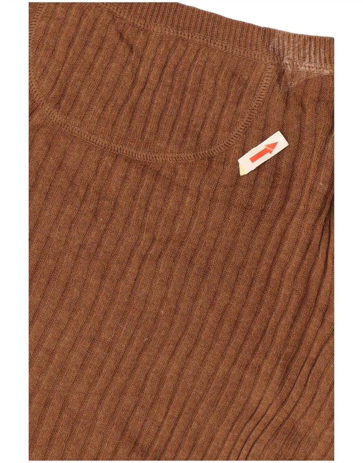 Sweter damski MOSSIMO z krótkim rękawem i dekoltem w kształcie litery V, UK 14, duży, brązowy, bawełniany