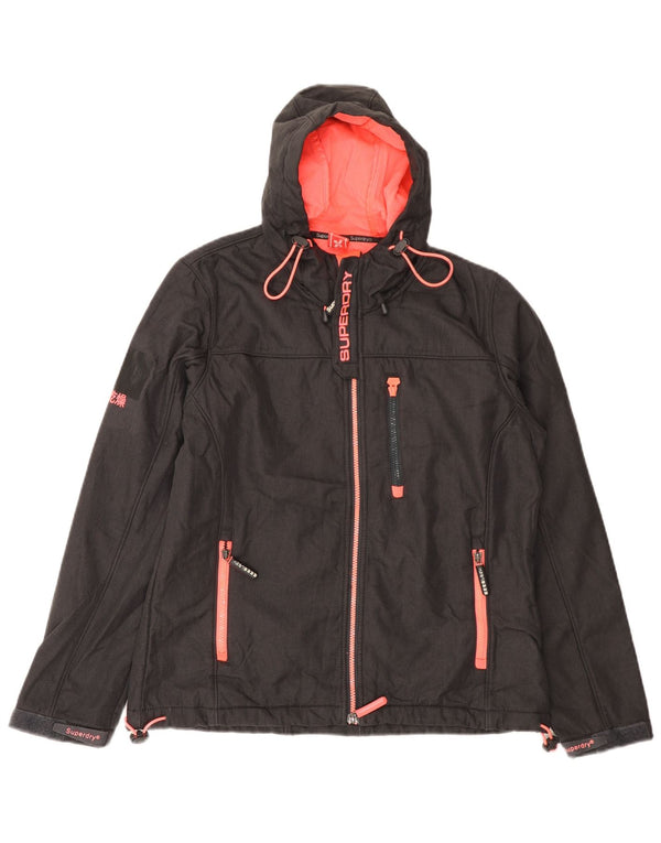 Damska kurtka wiatrówka z kapturem SUPERDRY Windtrekker UK 18 XL, szara