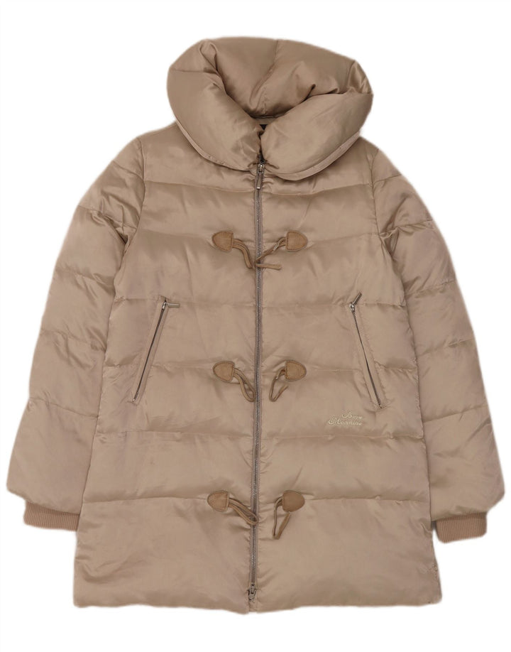 Damski płaszcz z podszewką Moschino UK 14, duży, beżowy, poliester