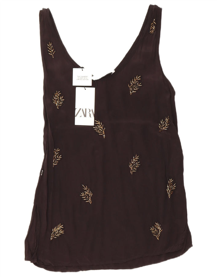 Damska kamizelka Zara Top UK 10 Small Black w kwiatowe wiskozy