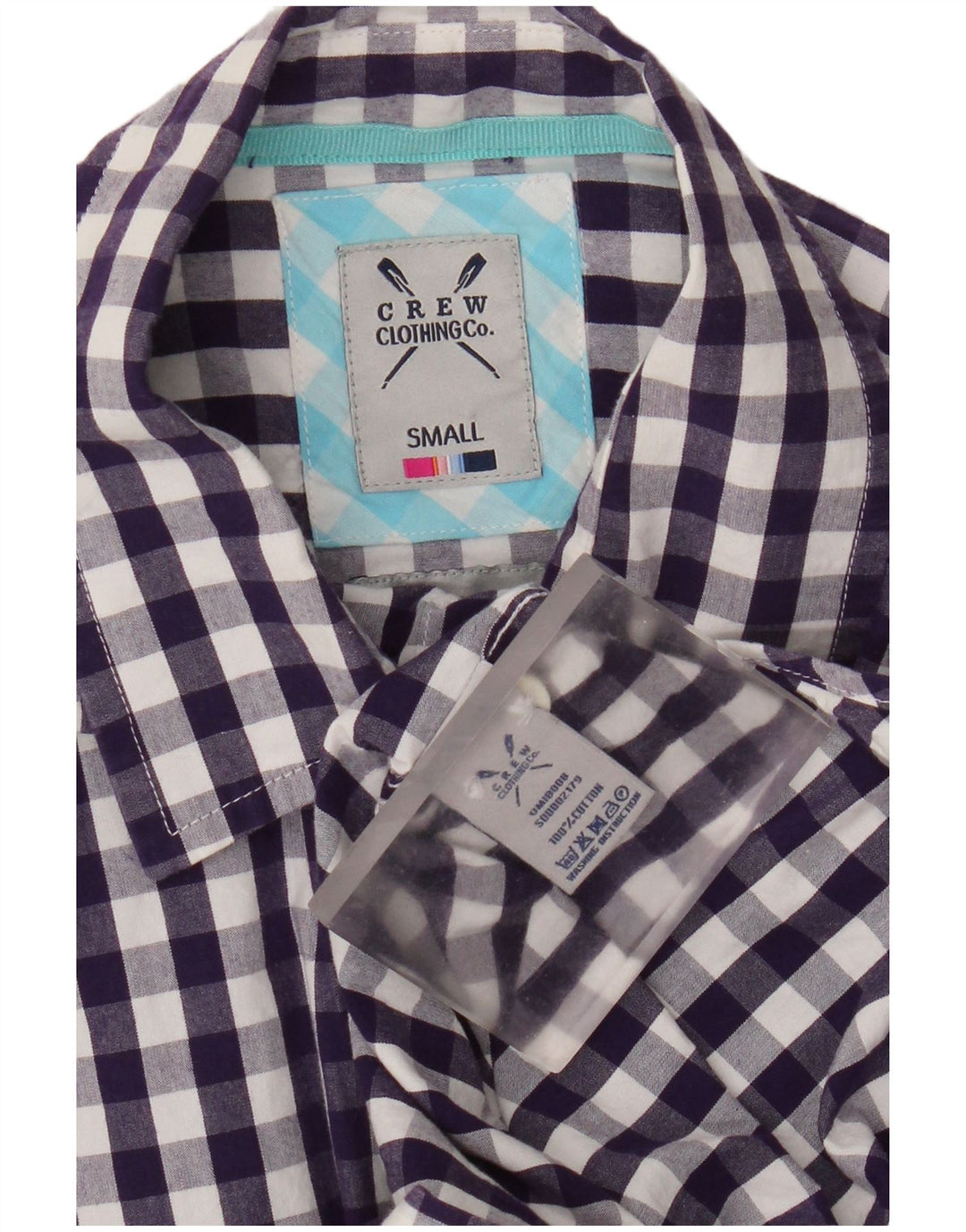 Crew Clothing Koszula męska, mała, fioletowa bawełniana kratka