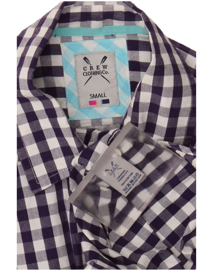 Crew Clothing Koszula męska, mała, fioletowa bawełniana kratka
