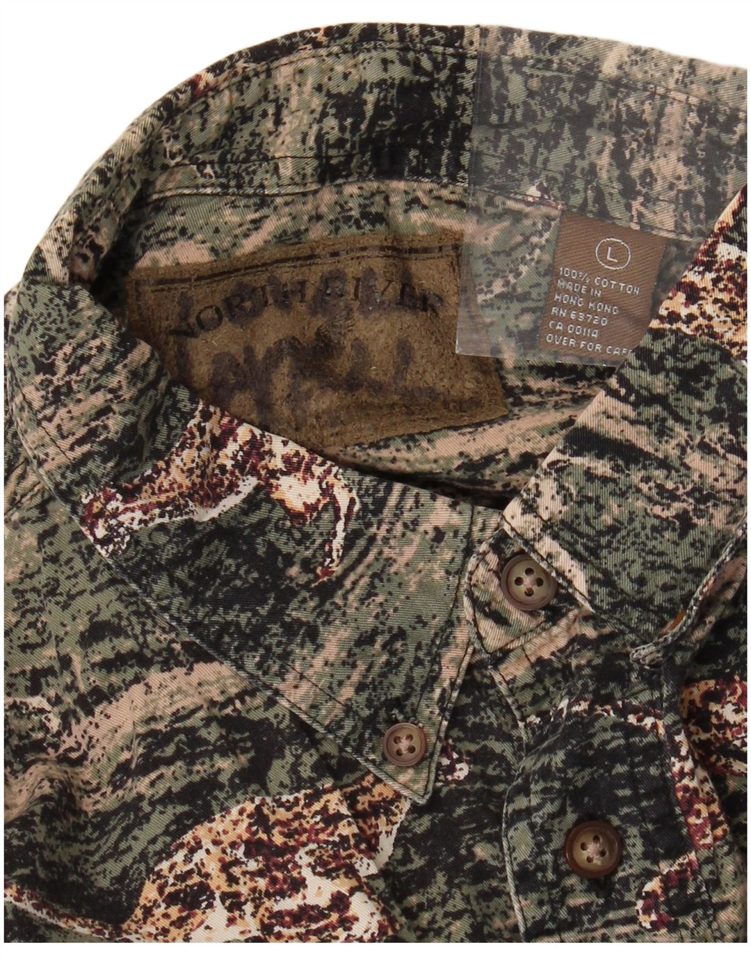 Męska koszula flanelowa VINTAGE, duża, zielona, bawełniana z nadrukiem zwierzęcym