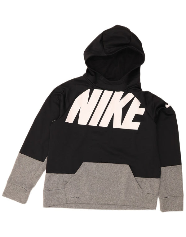 Chłopięca bluza z kapturem Nike Dri Fit Graphic 13-14 lat XL, czarna, z blokami kolorów