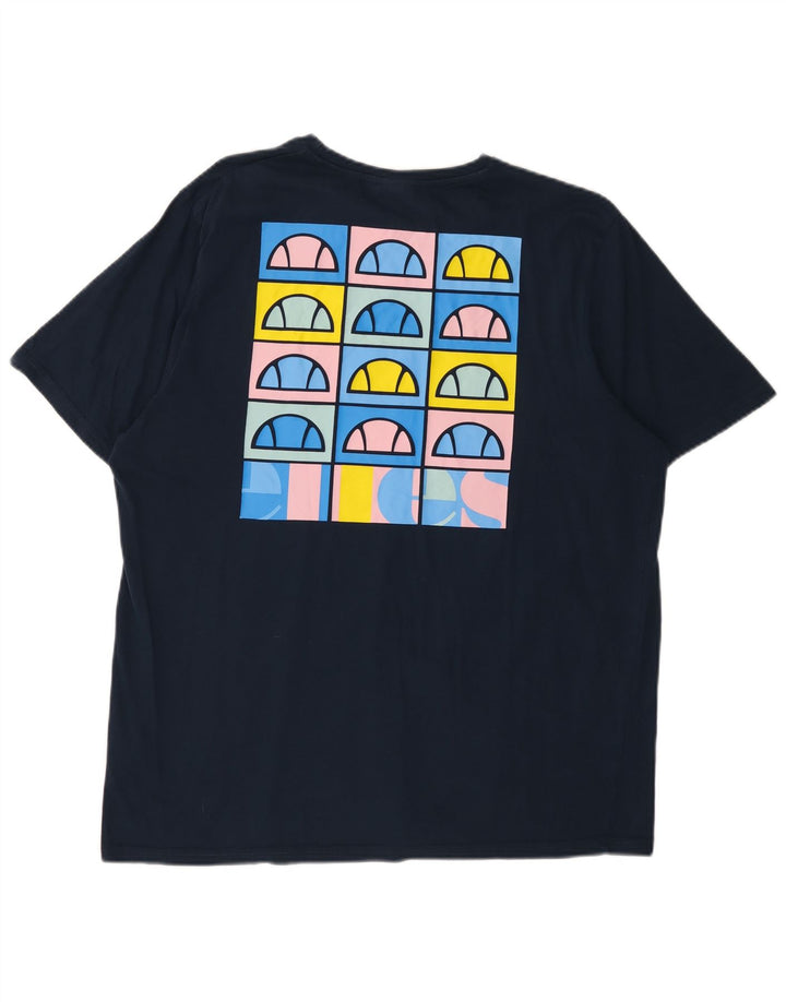 Męski T-shirt z grafiką ELLESSE, 2XL, granatowy, bawełniany