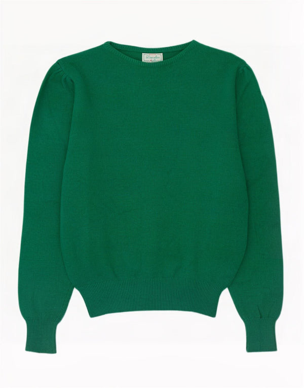 Damski sweter z dekoltem w łódkę Benetton IT 48 XL Zielona dziewicza wełna