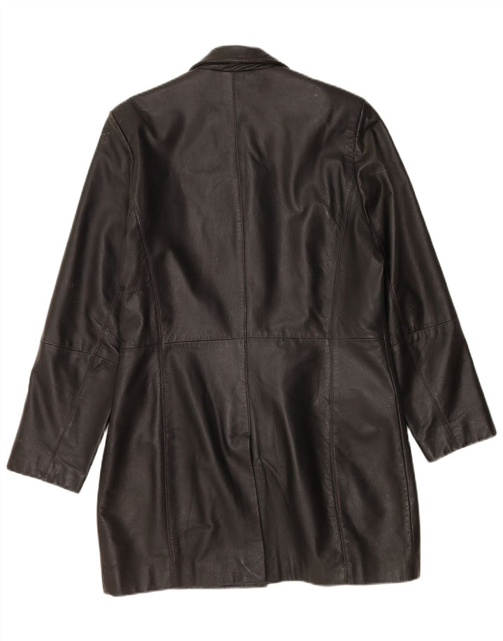 Vintage damski płaszcz skórzany oversize EU 36, mała czarna skóra