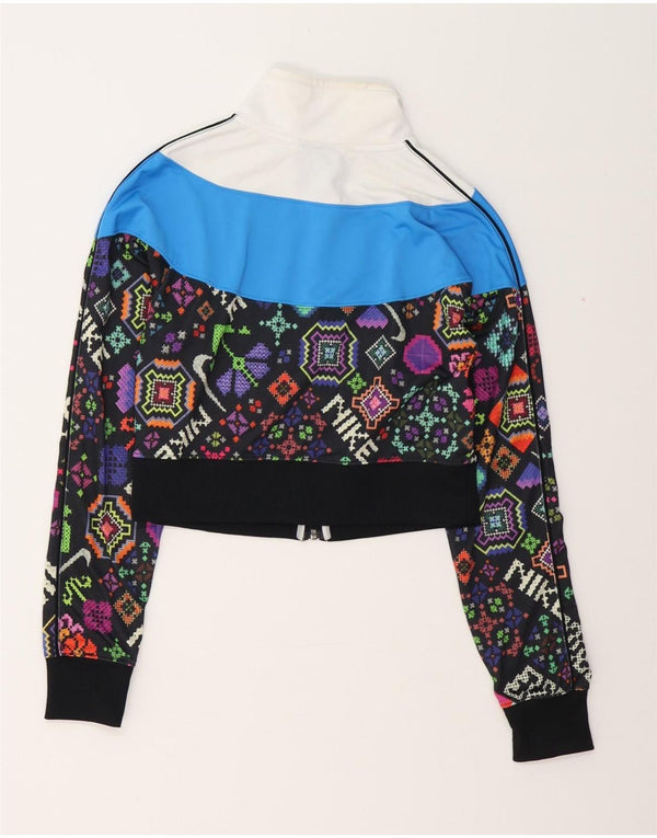 NIKE Womens Crop Tracksuit Top Jacket UK 6 XS Multicoloured Geometric