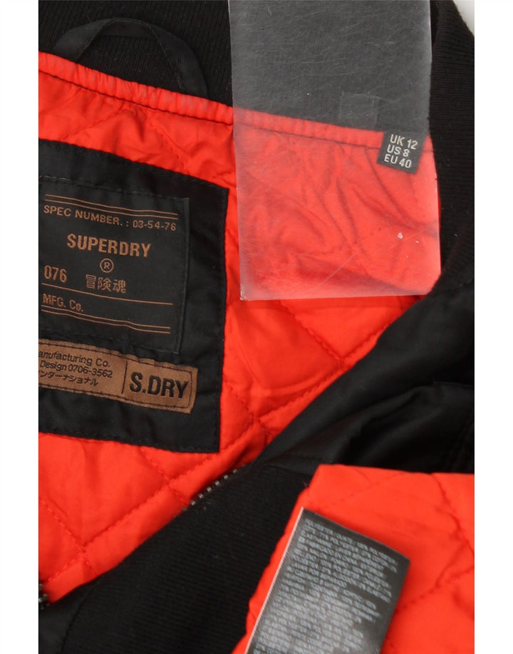 Damska kurtka bomber Superdry UK 12, średni czarny poliester