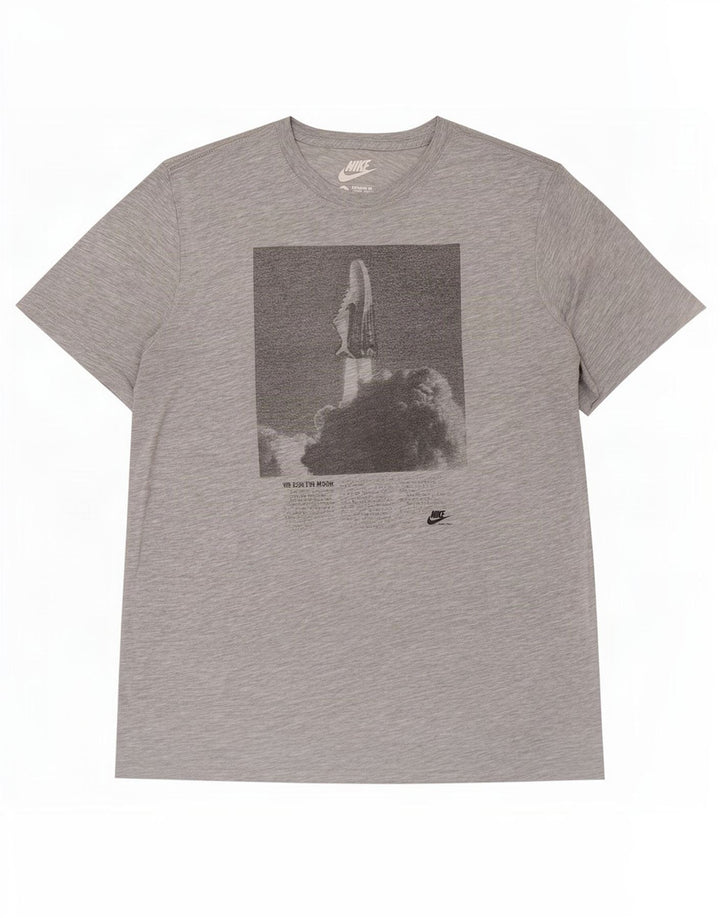 Męski T-shirt Nike o regularnym kroju z grafiką, duży, szary, poliestrowy
