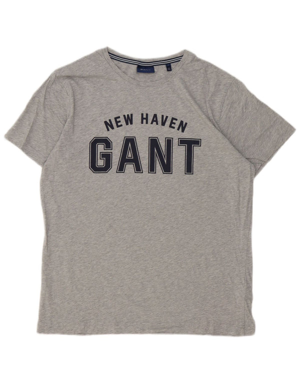 Męski T-shirt z grafiką Gant, duży, szary, bawełniany