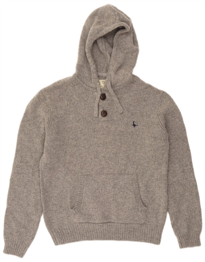 Męski sweter z kapturem i guzikami Jack Wills, średnioszary, wełniany