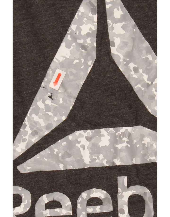 Męski T-shirt Reebok z grafiką, mały, szary, bawełniany