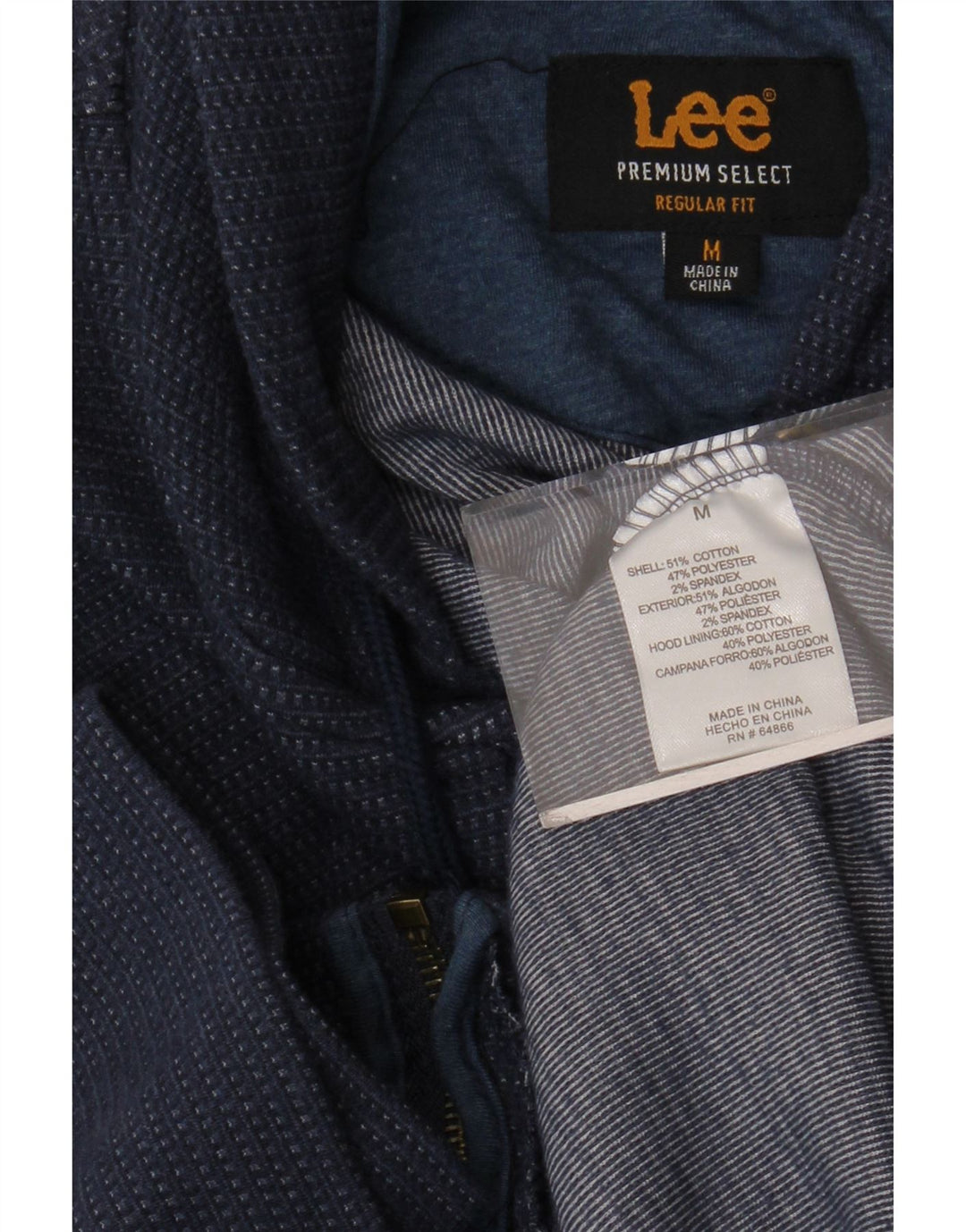 Męski sweter z kapturem i zamkiem błyskawicznym LEE, średni granatowy, bawełniany w cętki