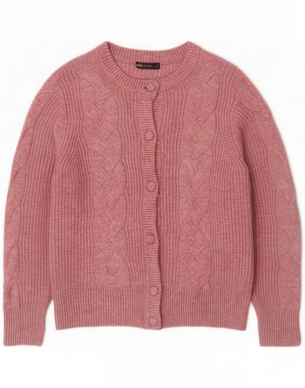Damski sweter rozpinany Marks & Spencer UK 14 Duży, różowy, nakrapiany akryl