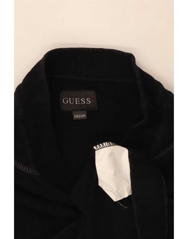 Guess Top damski z długim rękawem UK 14, średni czarny, bawełniany