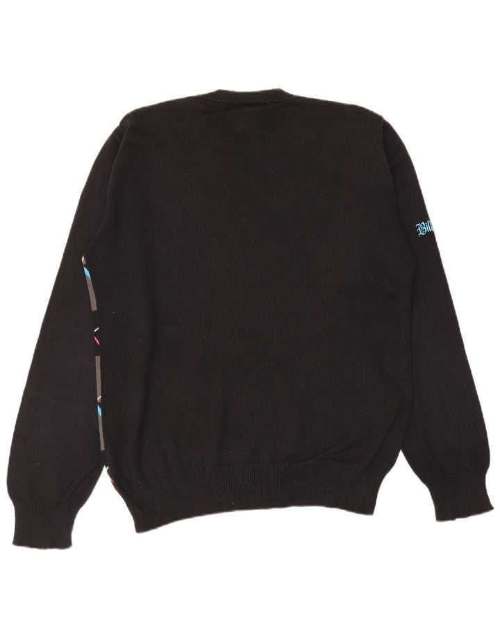 BILLABONG Męski sweter z okrągłym dekoltem, mały, czarny, wykonany z tkaniny argyle/diamentowej bawełny
