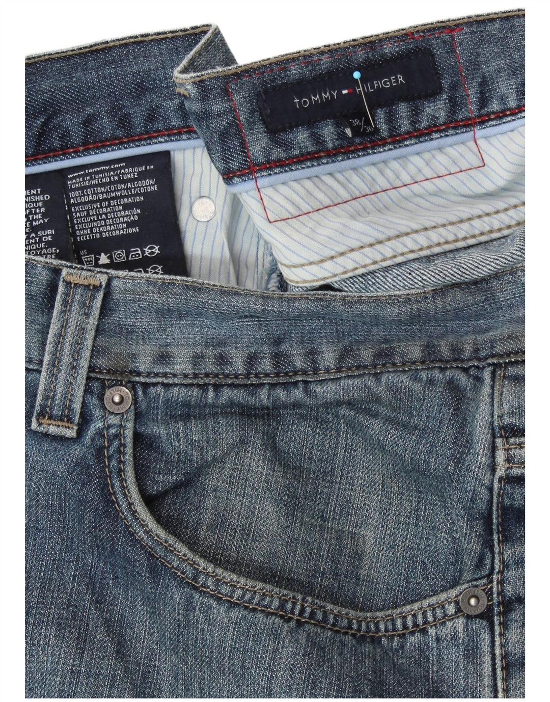 Męskie proste dżinsy TOMMY HILFIGER W38 L30 Niebieska bawełna