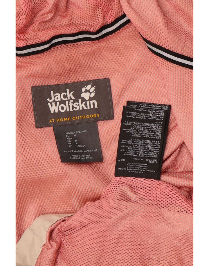 Damska kurtka przeciwdeszczowa z kapturem Jack Wolfskin UK 12, średni różowy poliester