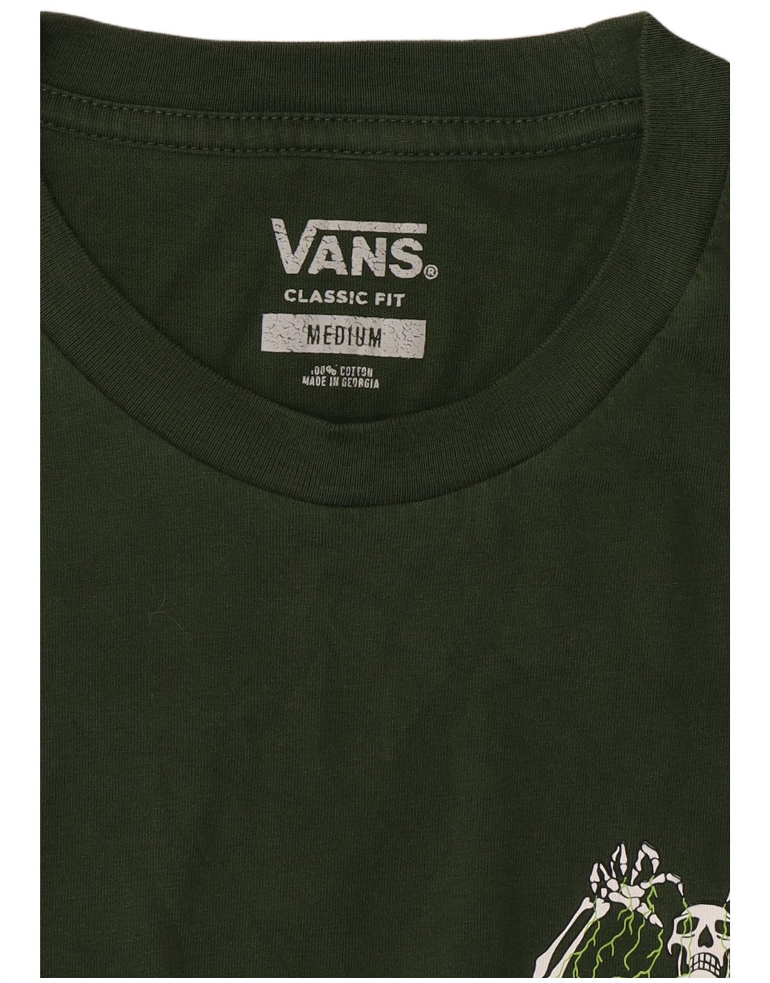Męski T-shirt VANS o klasycznym kroju z grafiką, średni zielony, bawełniany
