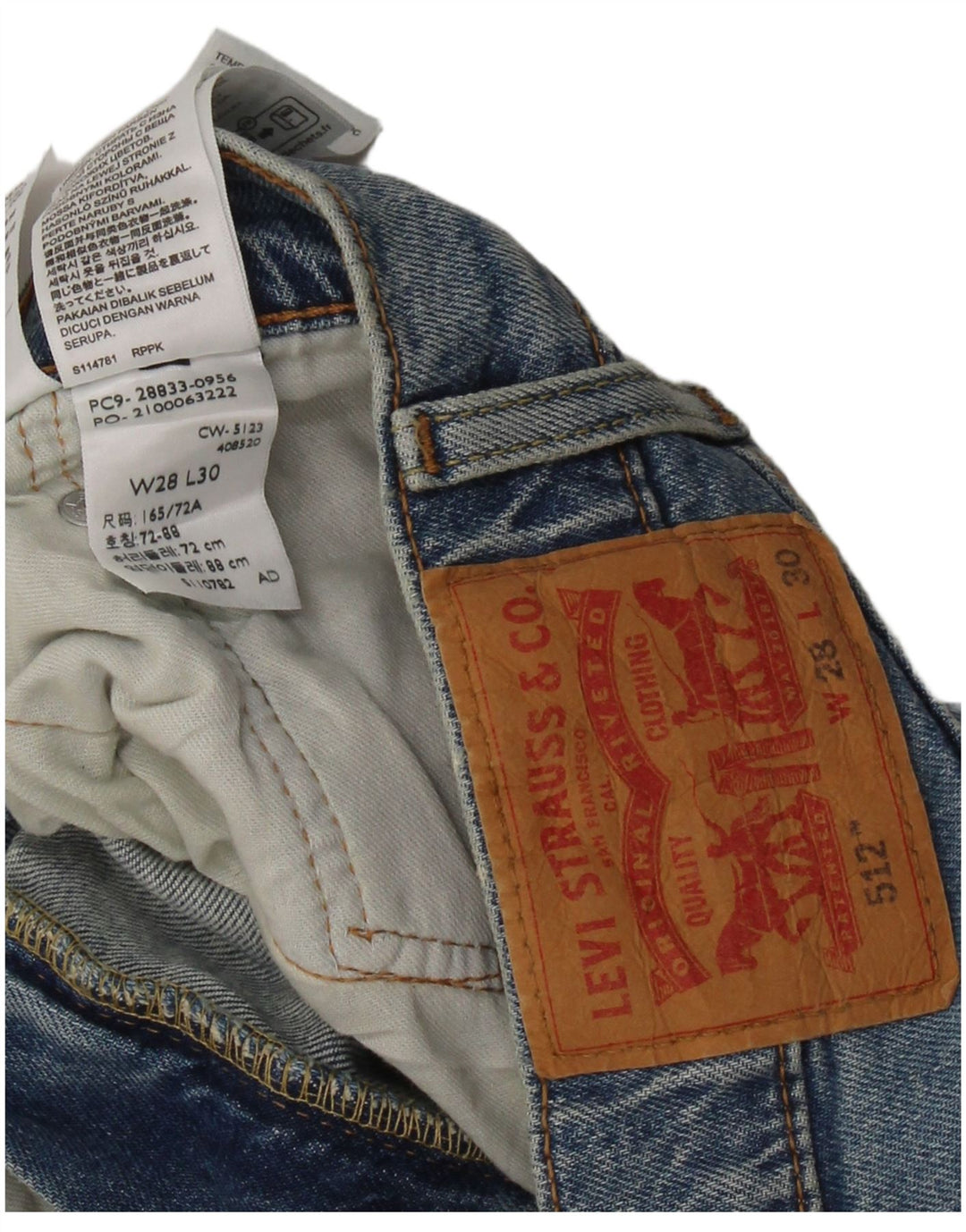 Męskie jeansy LEVI'S 512 Slim, zwężane, W28 L30, niebieska bawełna
