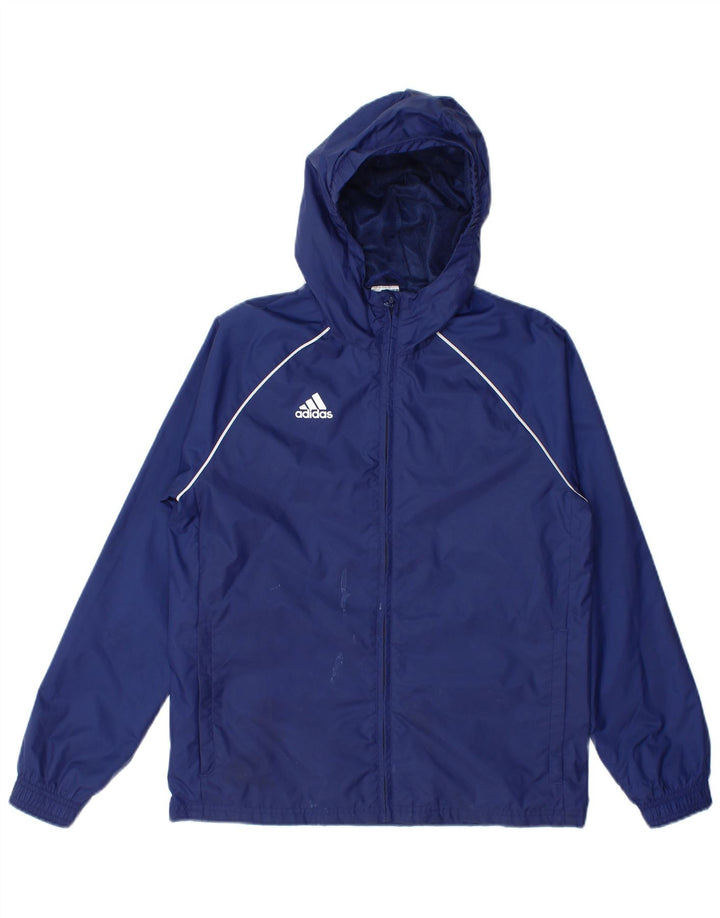 Chłopięca kurtka przeciwdeszczowa Adidas z kapturem, 11-12 lat, granatowa, nylonowa