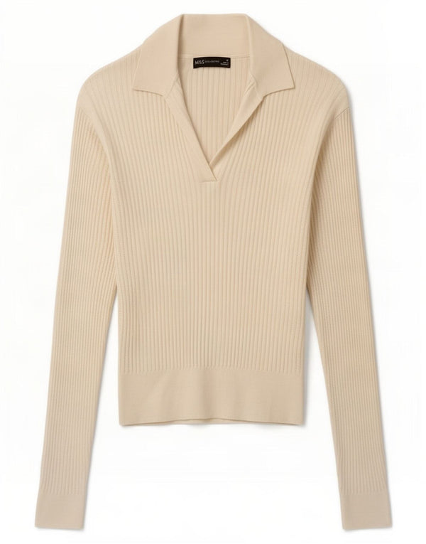 Damski sweter polo Marks & Spencer UK 10, mały, w kolorze złamanej bieli