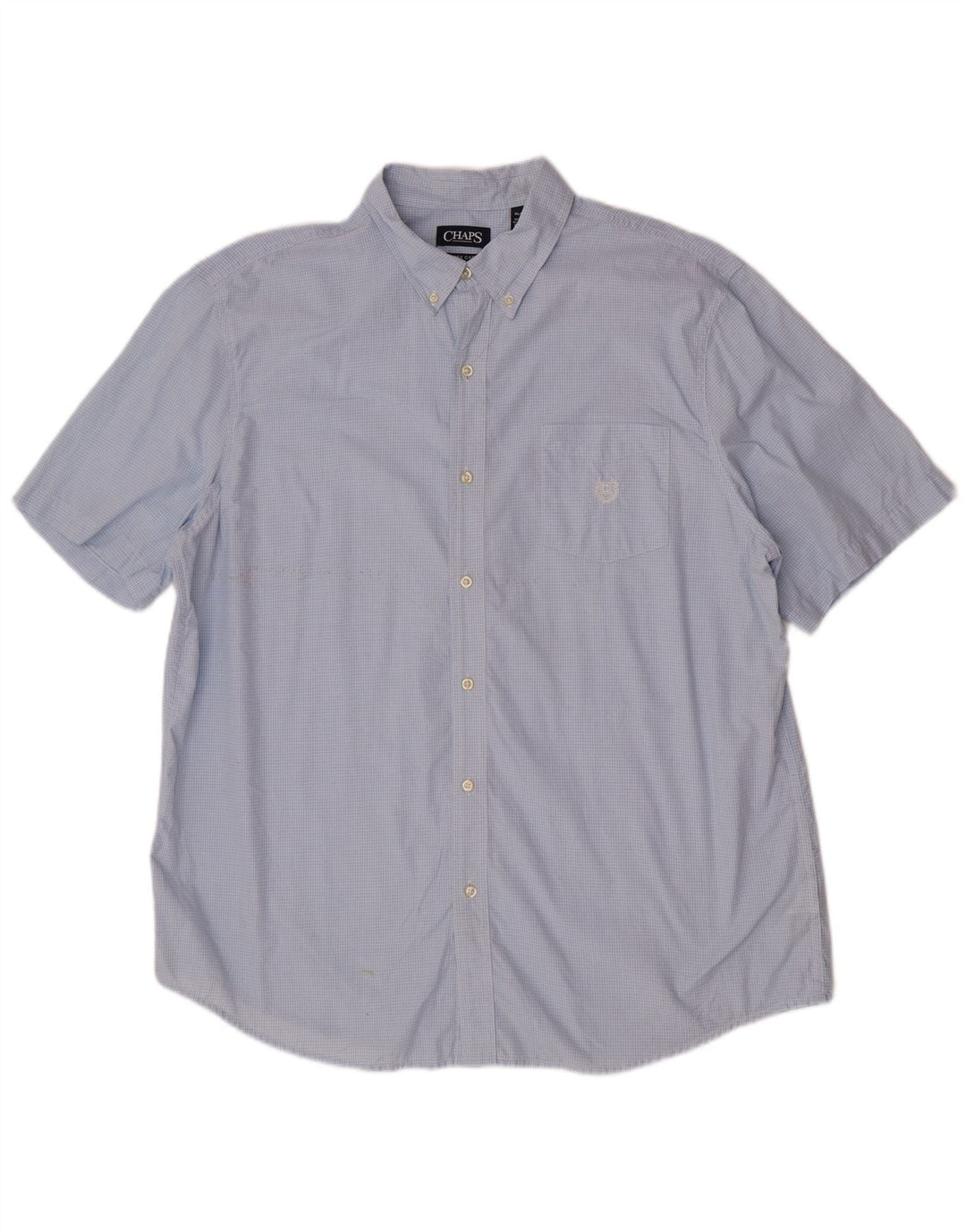 Męska koszula z krótkim rękawem Chaps Easy Care XL w niebieską kratkę, bawełniana