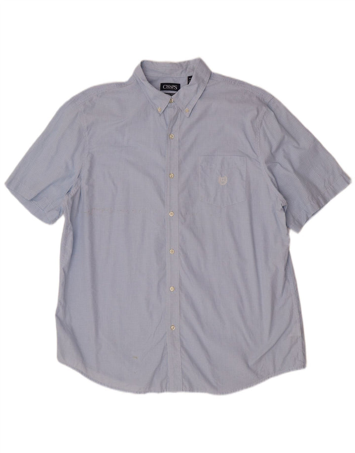 Męska koszula z krótkim rękawem Chaps Easy Care XL w niebieską kratkę, bawełniana