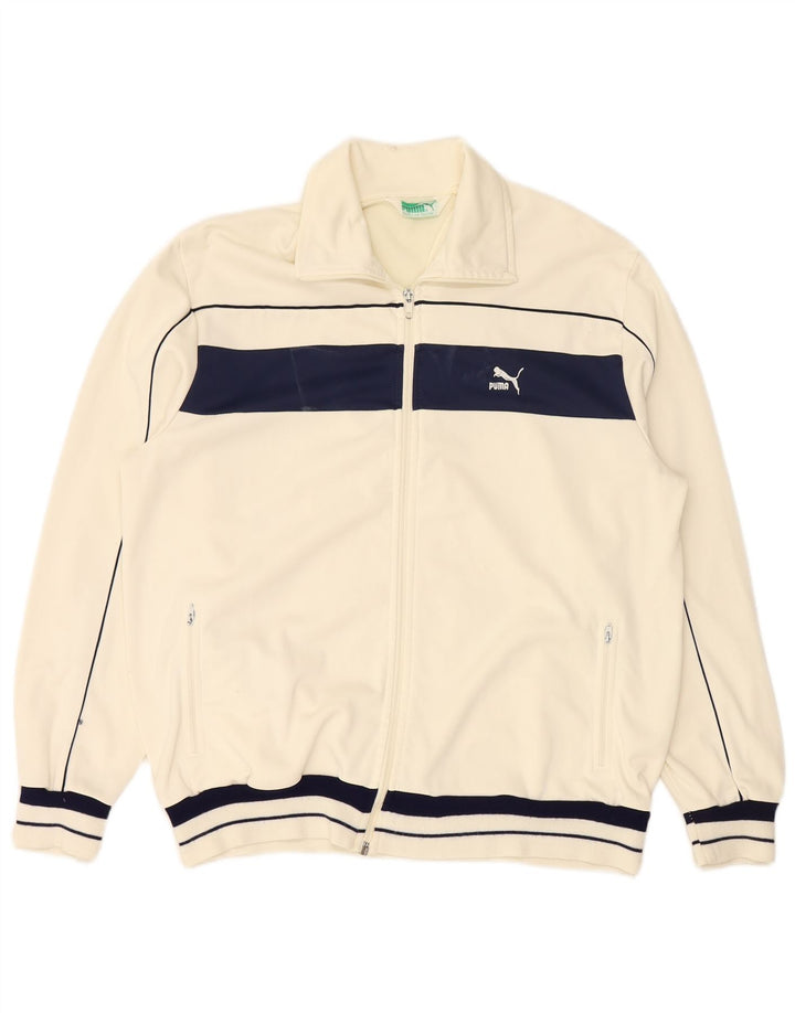 PUMA Mens Tracksuit Top Jacket Large Off White Colourblock