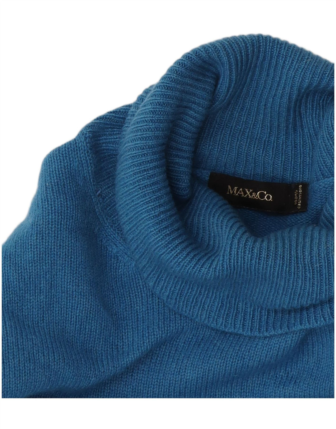 Damski sweter z golfem Max & Co. UK 12, średni niebieski kaszmir