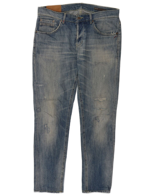 Dondup Męskie Ritchie Distressed Slim Jeans W34 L29 Niebieskie bawełniane