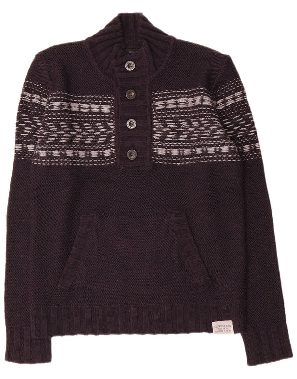 Męski sweter zapinany na guziki Calvin Klein Jeans, średni granatowy