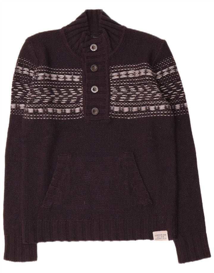 Męski sweter zapinany na guziki Calvin Klein Jeans, średni granatowy