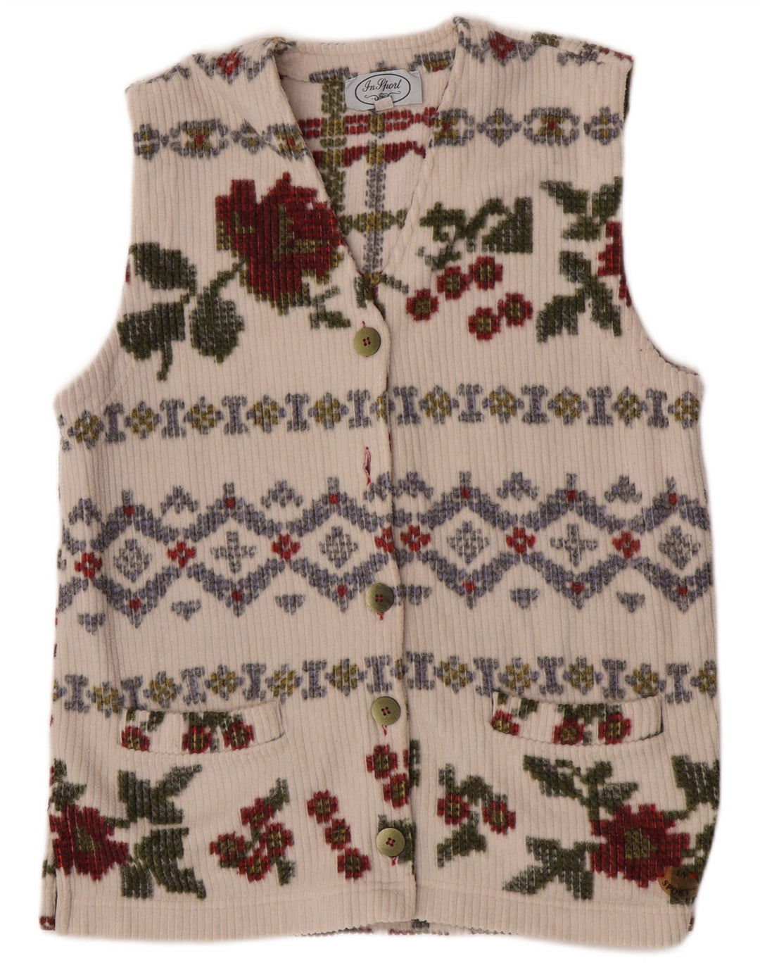 Kamizelka damska w stylu vintage IT 44 Średni biały kwiatowy poliester